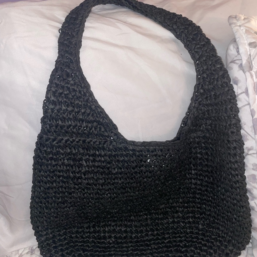 Elegant Black Woven Tote Bag